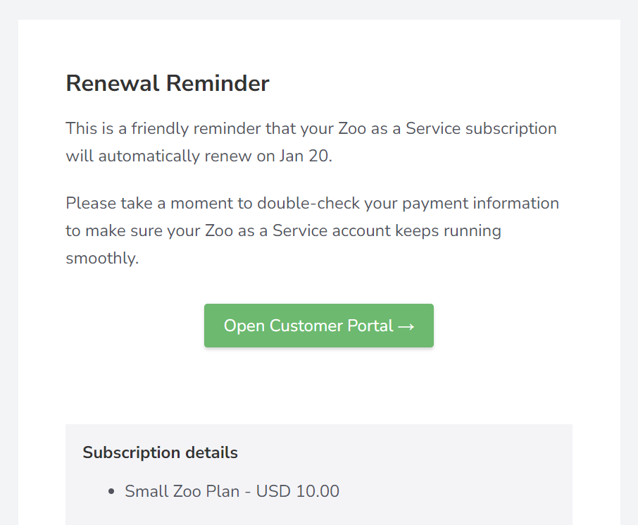 Screenshot for Billing Emails