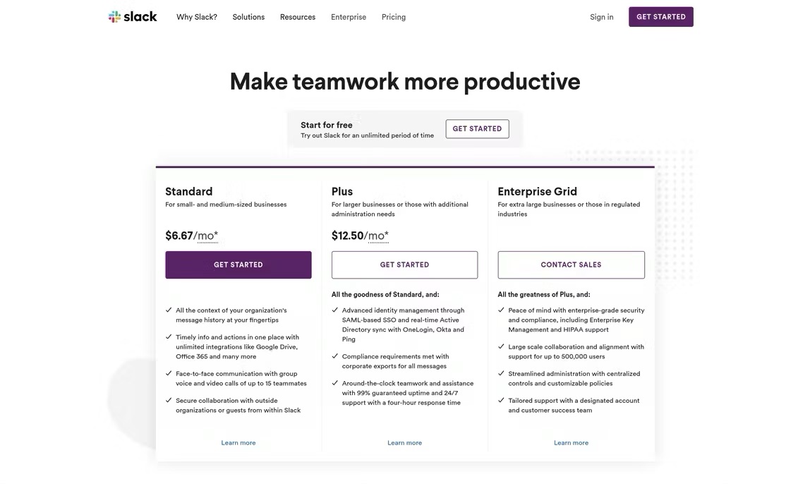 Slack Pricing