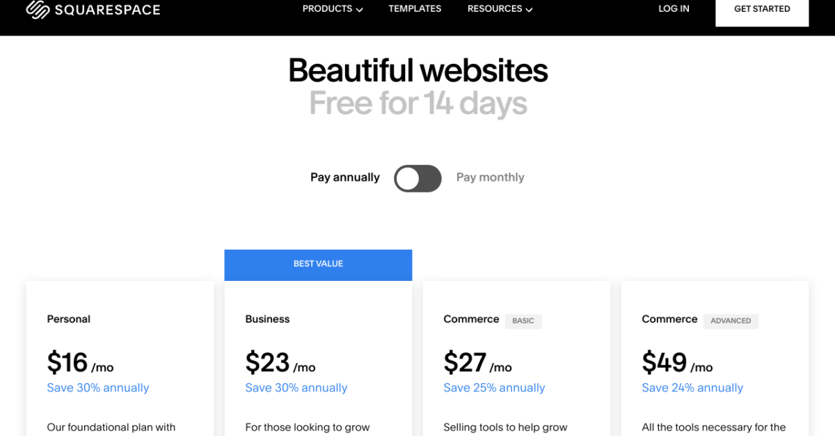 Squarespace Pricing