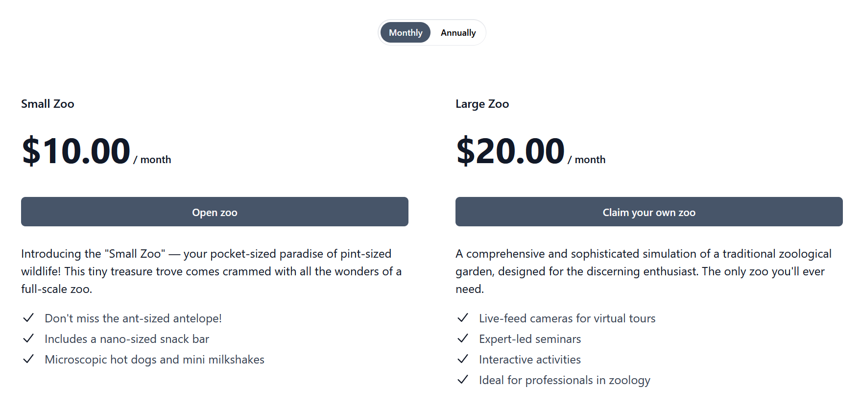 Boathouse Embeddable Pricing Tables